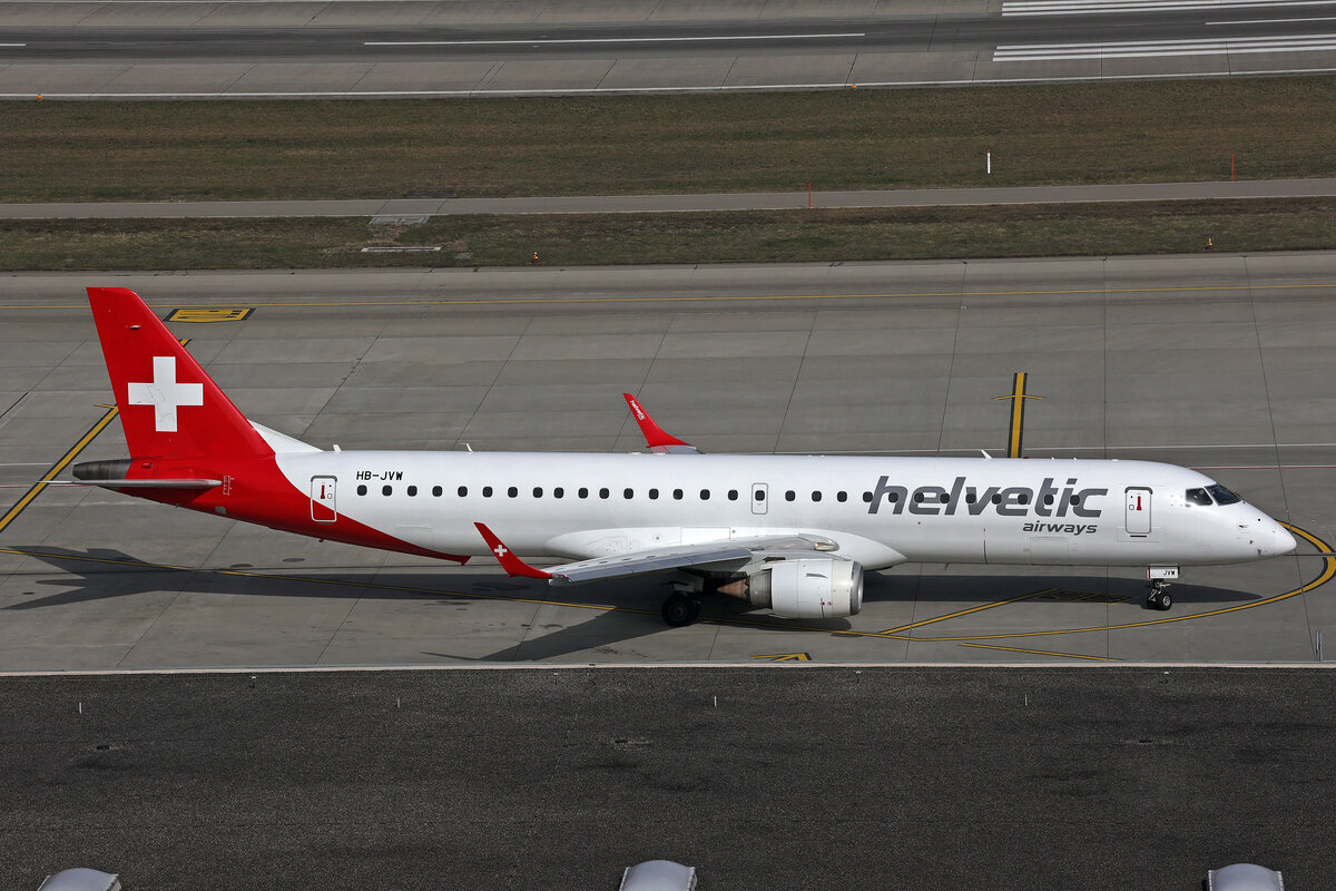 Helvetic Airways, HB-JVW, Embraer ERJ-195LR, msn: 19000434, 07.März 2026, ZRH Zürich, Switzerland.