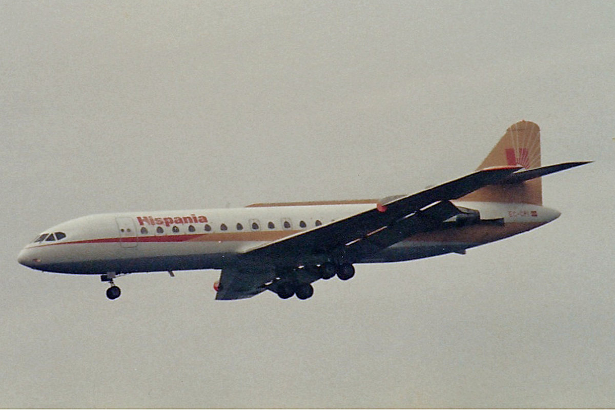 Hispania, EC-CPI, Aerospatiale Caravelle 10R, msn: 236, Mai 1985, ZRH Zürich, Switzerland. Scan aus der Mottenkiste.