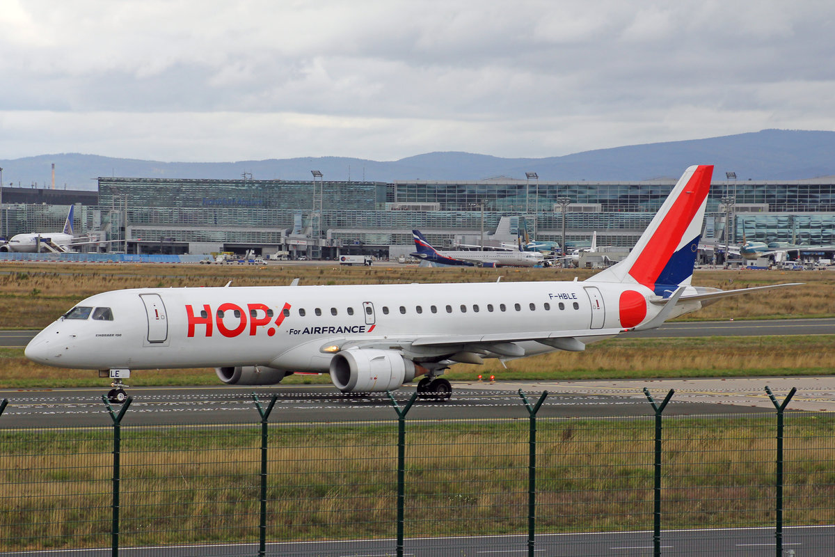 HOP!, F-HBLE, Embraer ERJ-190, msn: 19000123, 28.September 2019, FRA Frankfurt, Germany.