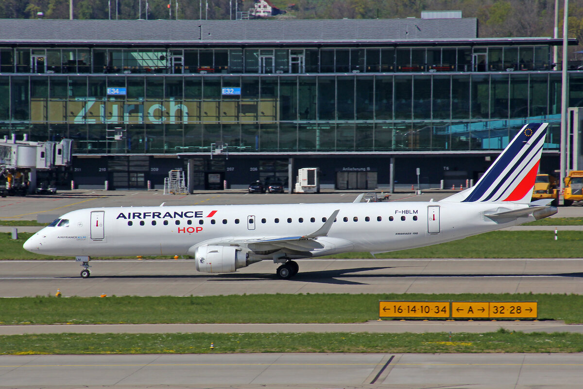 HOP!, F-HBLM, Embraer ERJ-190AR, msn: 19000768, 18.April 2022, ZRH Zürich, Switzerland.