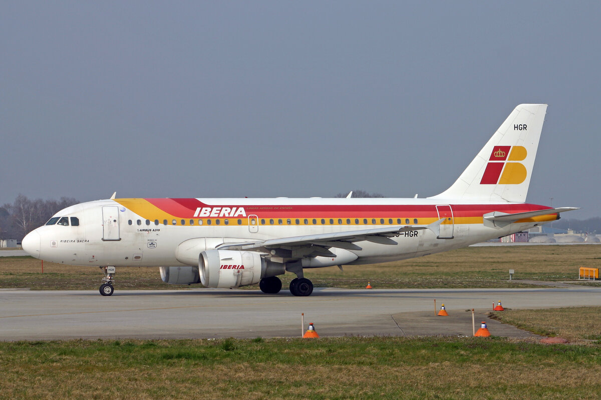 Iberia, EC-HGR, Airbus A319-111, msn: 1154,  Ribeira Sacra , 16.März 2007, GVA Genève, Switzerland.