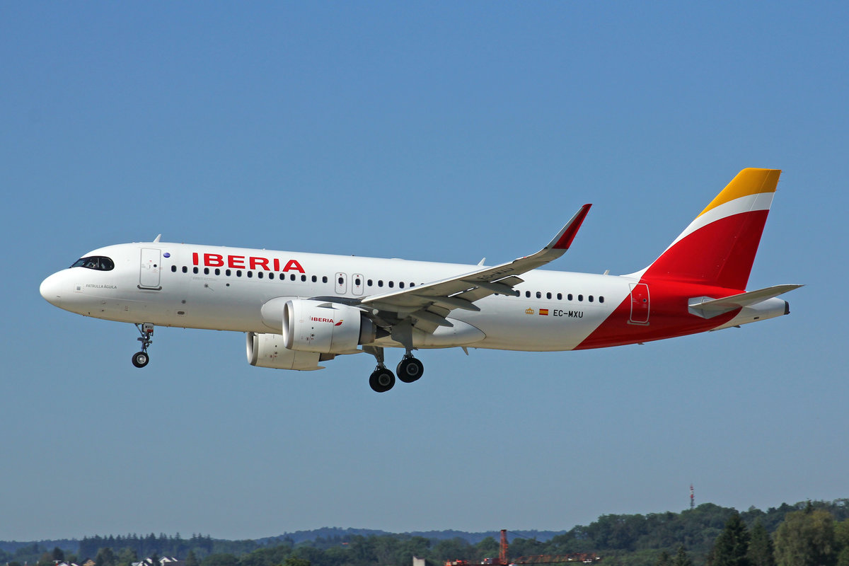 Iberia, EC-MXU, Airbus A320-251N, msn: 8221,  Patrulla Águila , 21.August 2020, ZRH Zürich, Switzerland.