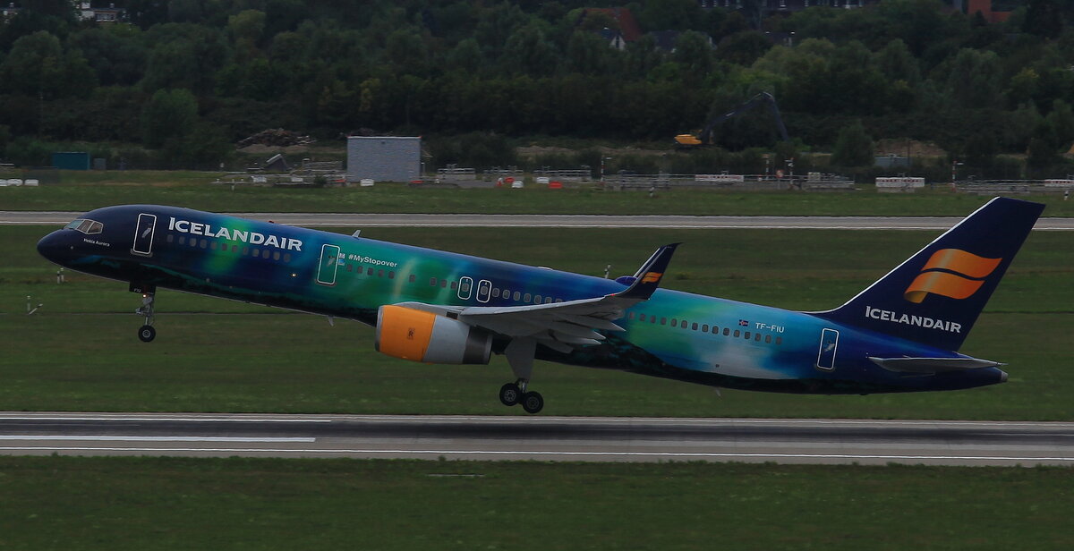 Icelandair, Boeing 757-256, TF-FIU(Aurora Borealis Livery), Dusseldorf International Airport(DUS), 25.07.2021
