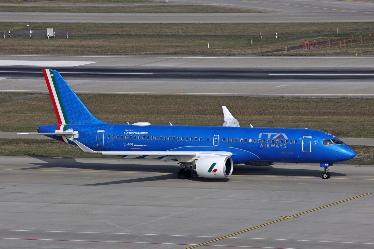 ITA Airways, EI-HHI, Airbus A220-371, msn: 55168, 07.März 2026, ZRH Zürich, Switzerland.