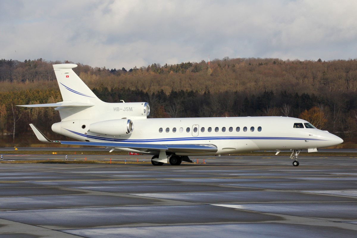 Jet Aviation, HB-JSM, Dassault Falcon 7X, 23.Januar 2016, ZRH Zürich, Switzerland.