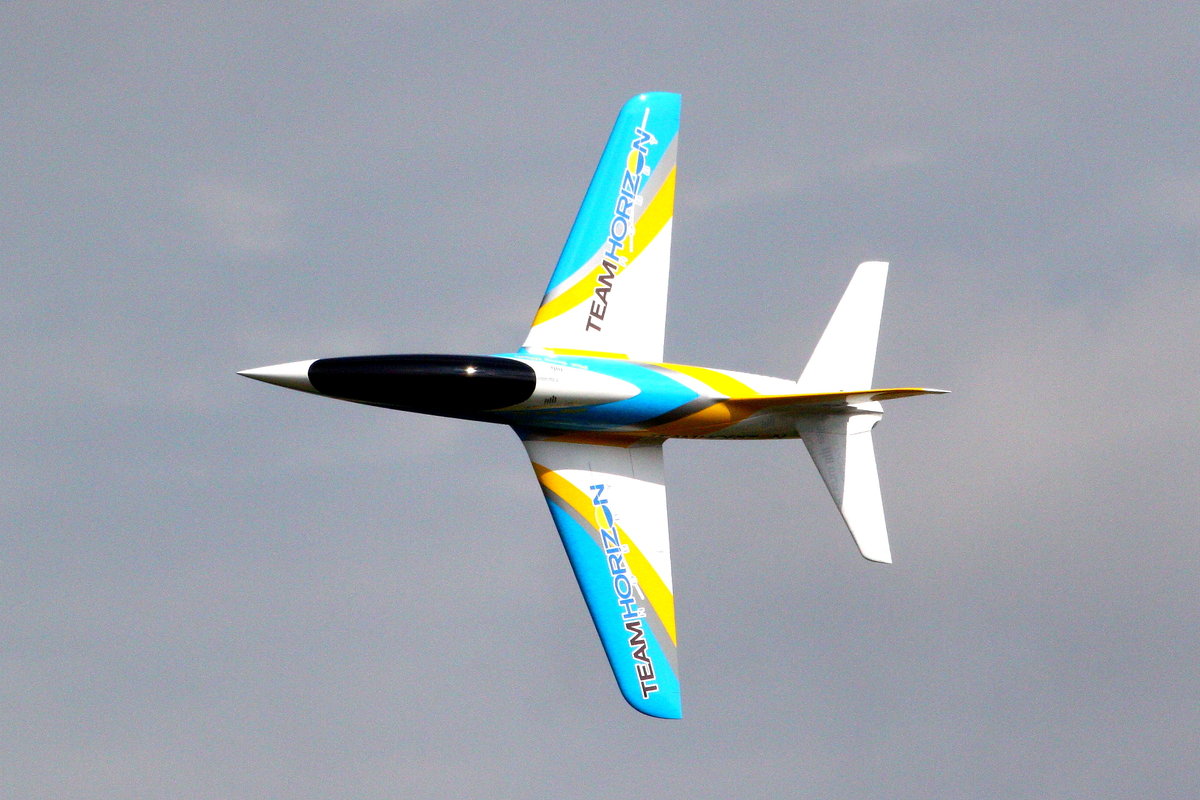 Jet-Flugmodell bei der JetPower-Messe 2016 auf dem Flugplatz Bengener Heide in Bad Neuenahr-Ahrweiler. Aufnahmedatum: 17.09.2016