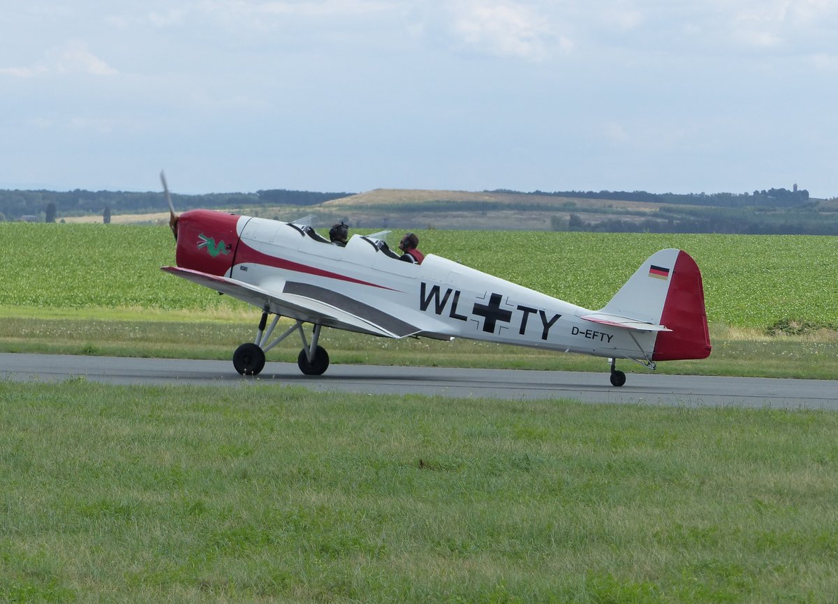 Klemm KL-35D, D-EFTY auf dem Weg zum Abflugpunkt 24 in Gera (EDAJ) am 16.8.2019