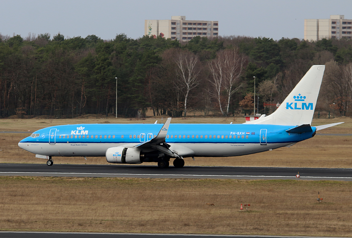 KLM, Boeing B 737-8K2, PH-BXH, TXL, 16.03.2017