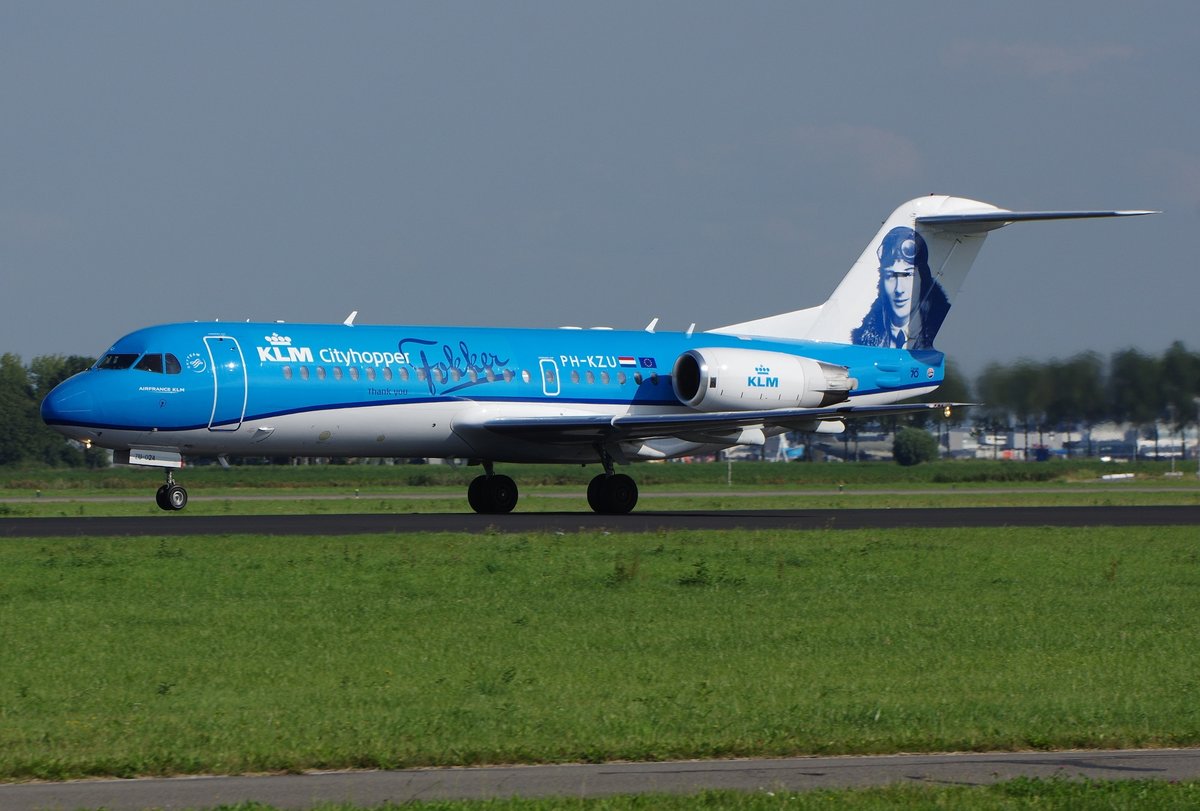 KLM Cityhopper  Fokker 70, PH-KZU, Anthony Fokker-Livery, 27.08.2017 Amsterdam-Schiphol