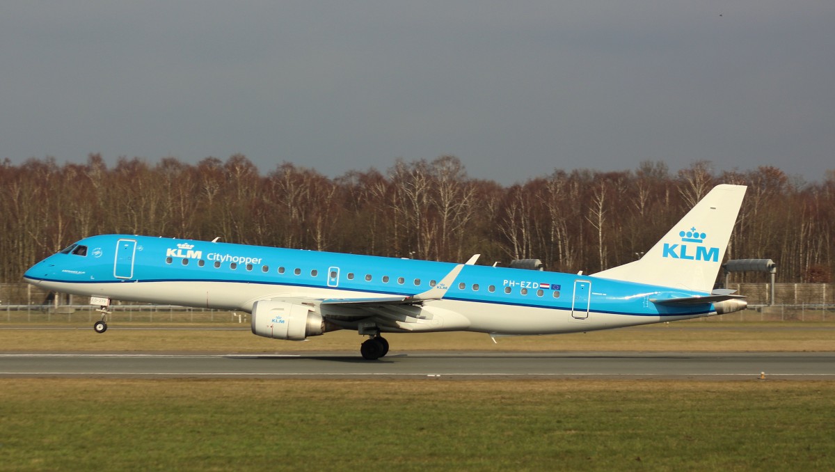 KLM Cityhopper, PH-KZD, (c/n 19000279),Embraer ERJ-190-100LR, 12.03.2016, HAM-EDDH, Hamburg, Germany 