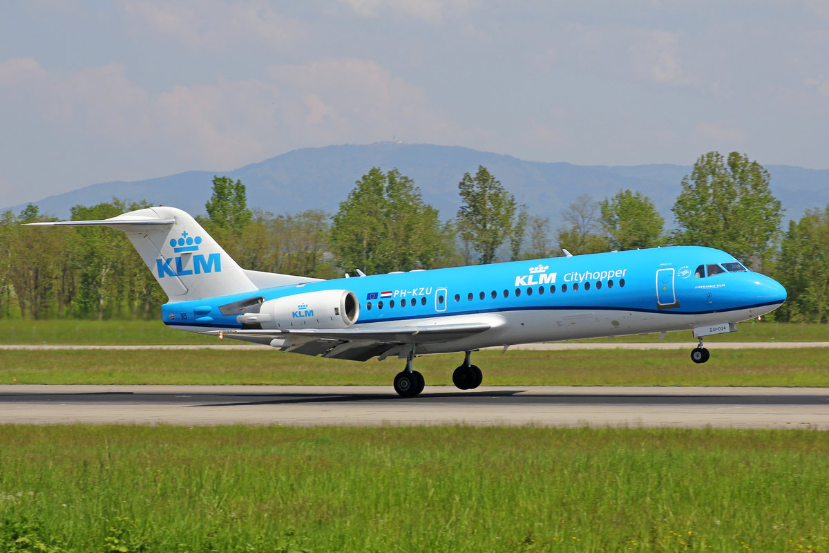 KLM Cityhopper, PH-KZU, Fokker 70, 8.Mai 2016, BSL Basel, Switzerland.