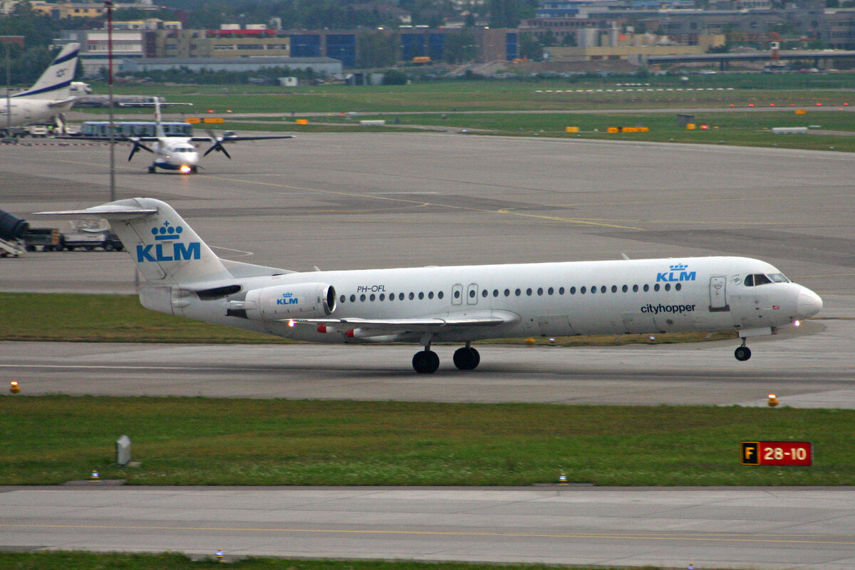 KLM Cityhopper, PH-OFL, Fokker 100, msn: 11444, 07.Juli 2006, ZRH Zürich, Switzerland.