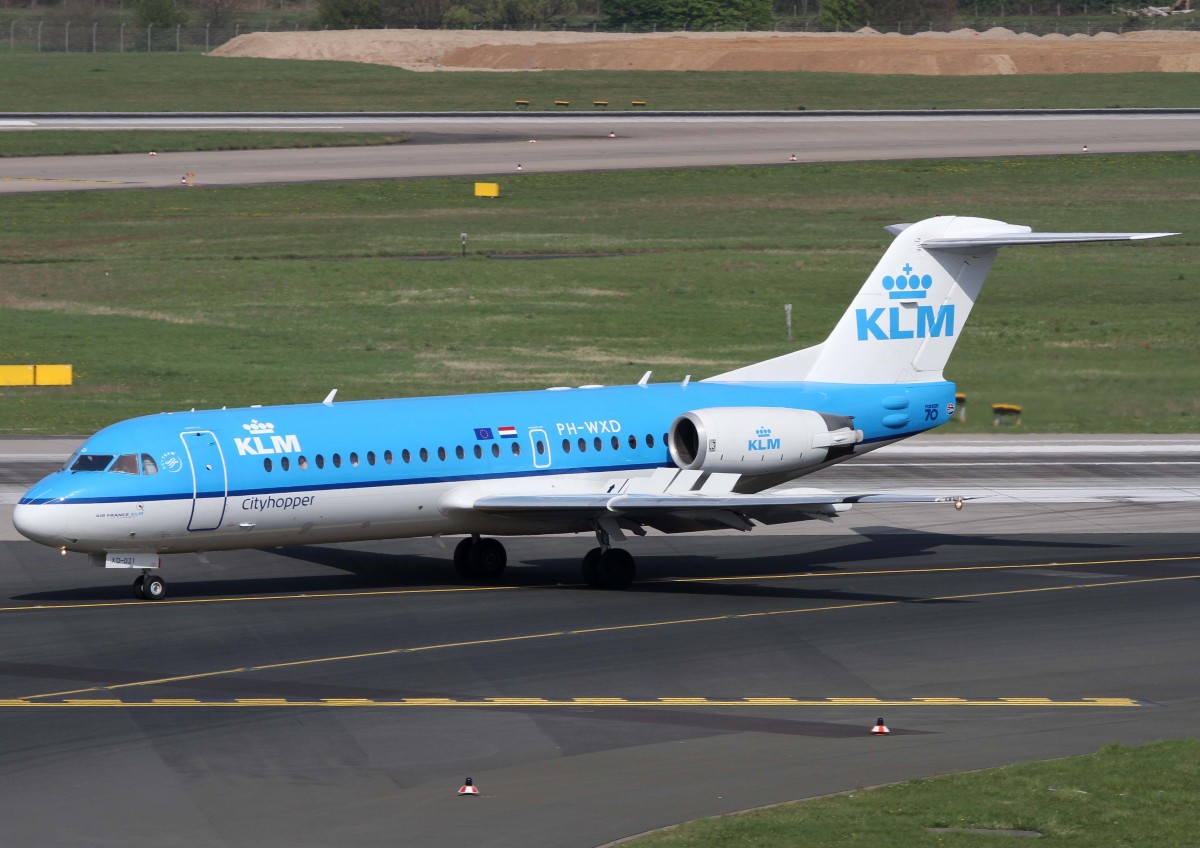 KLM cityhopper, PH-WXD, Fokker, 70, 02.04.2014, DUS-EDDL, Dsseldorf, Germany