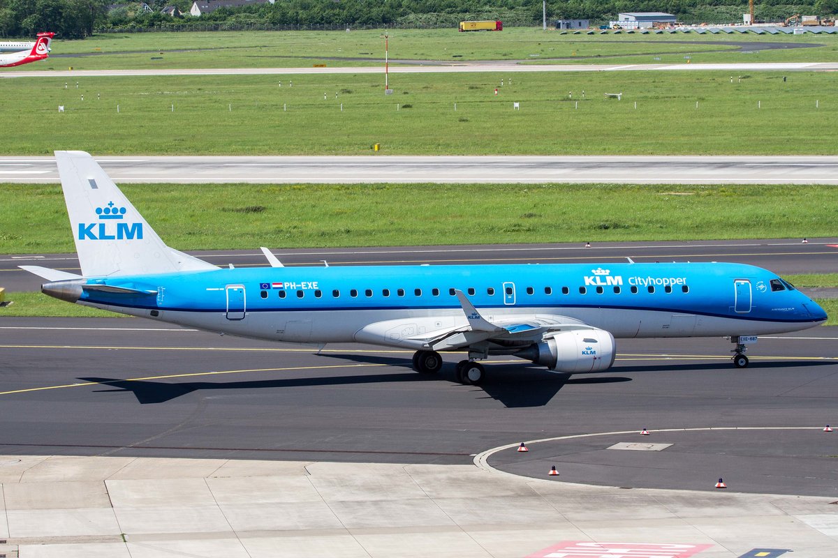 KLM-Cityhopper (WA-KLC), PH-EXE, Embraer, 190 STD (190-100)(neue WA-Lkrg.), 17.05.2017, DUS-EDDL, Düsseldorf, Germany