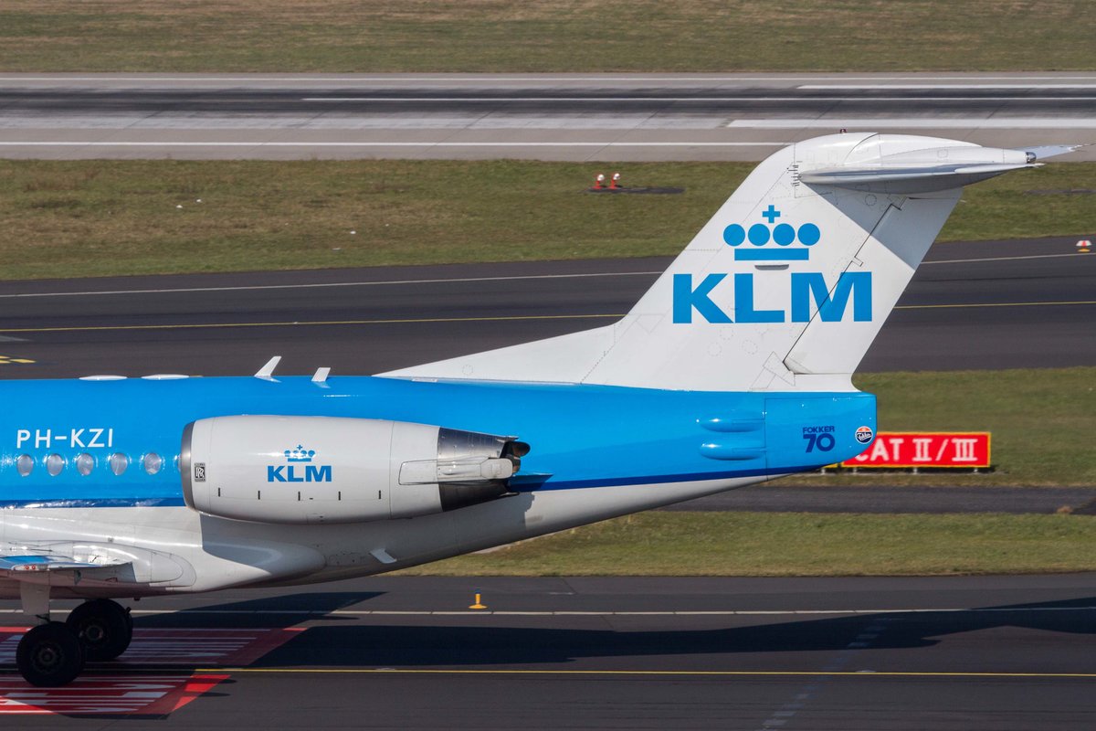 KLM Cityhopper (WA-KLC), PH-KZI, Fokker, 70 (Seitenleitwerk/Tail), 10.03.2016, DUS-EDDL, Düsseldorf, Germany 