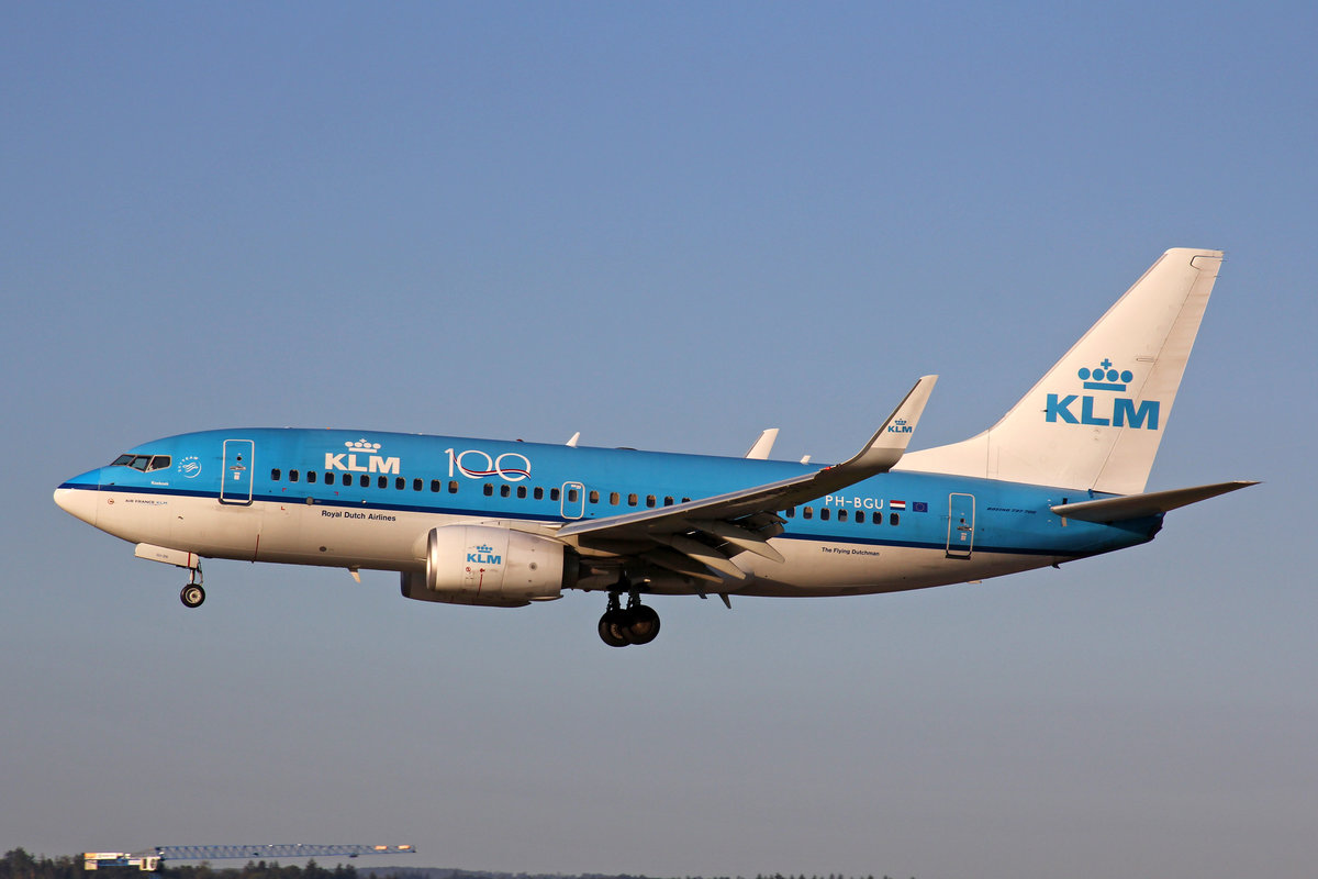 KLM Royal Dutch Airlines, PH-BGU, Boeing 737-7K2, msn: 39257/3779,  Koekoek/Cuckoo ,  100 Jaar  Sticker, 20.September 2019, ZRH Zürich, Switzerland.