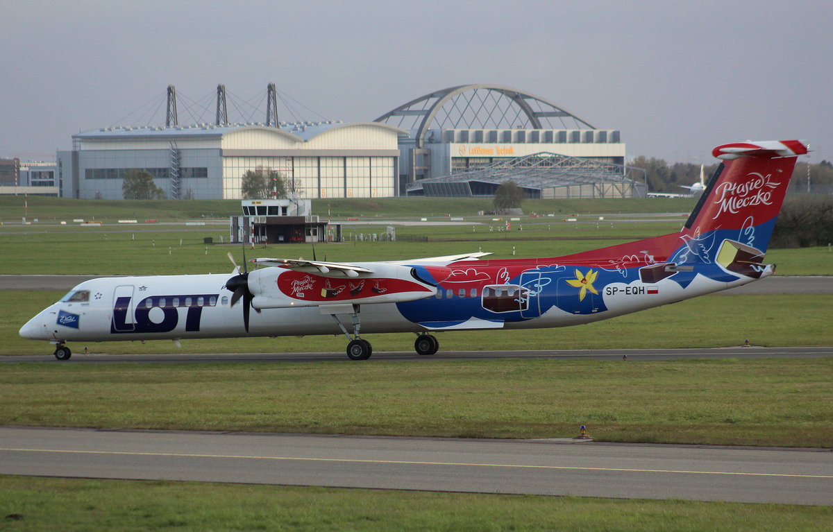 LOT Polish Airlines, SP-EQH, MSN 4424,De Havilland Canada DHC8-402Q Dash 8,22.04.2017, HAM-EDDH, Hamburg, Germany (Ptasie Mleczko livery) 