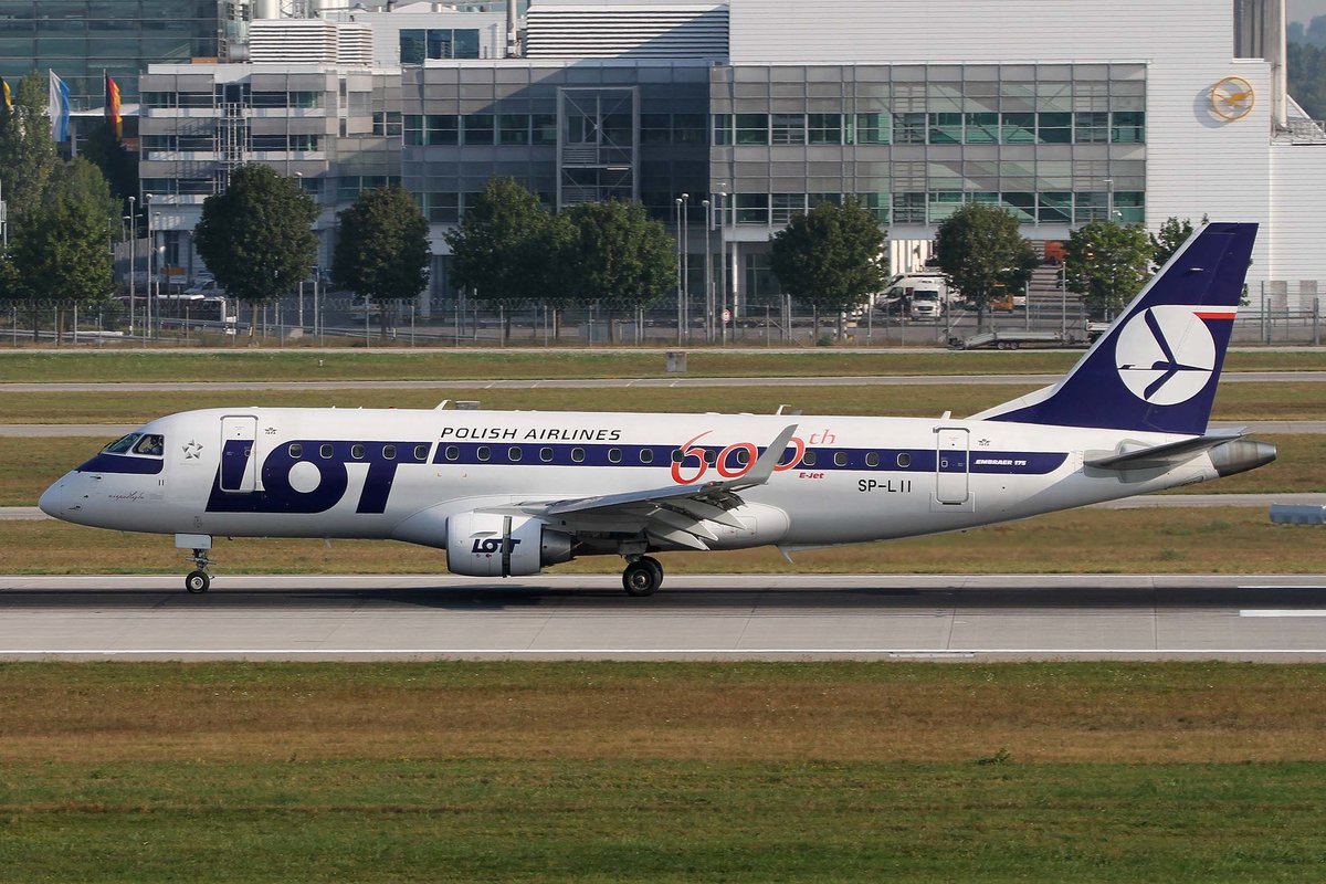 LOT Polish Airlines, SP-LII, Embraer, 175 LR (170-200 LR),  600th. E.-Jet , MUC-EDDM, München, 20.08.2018, Germany