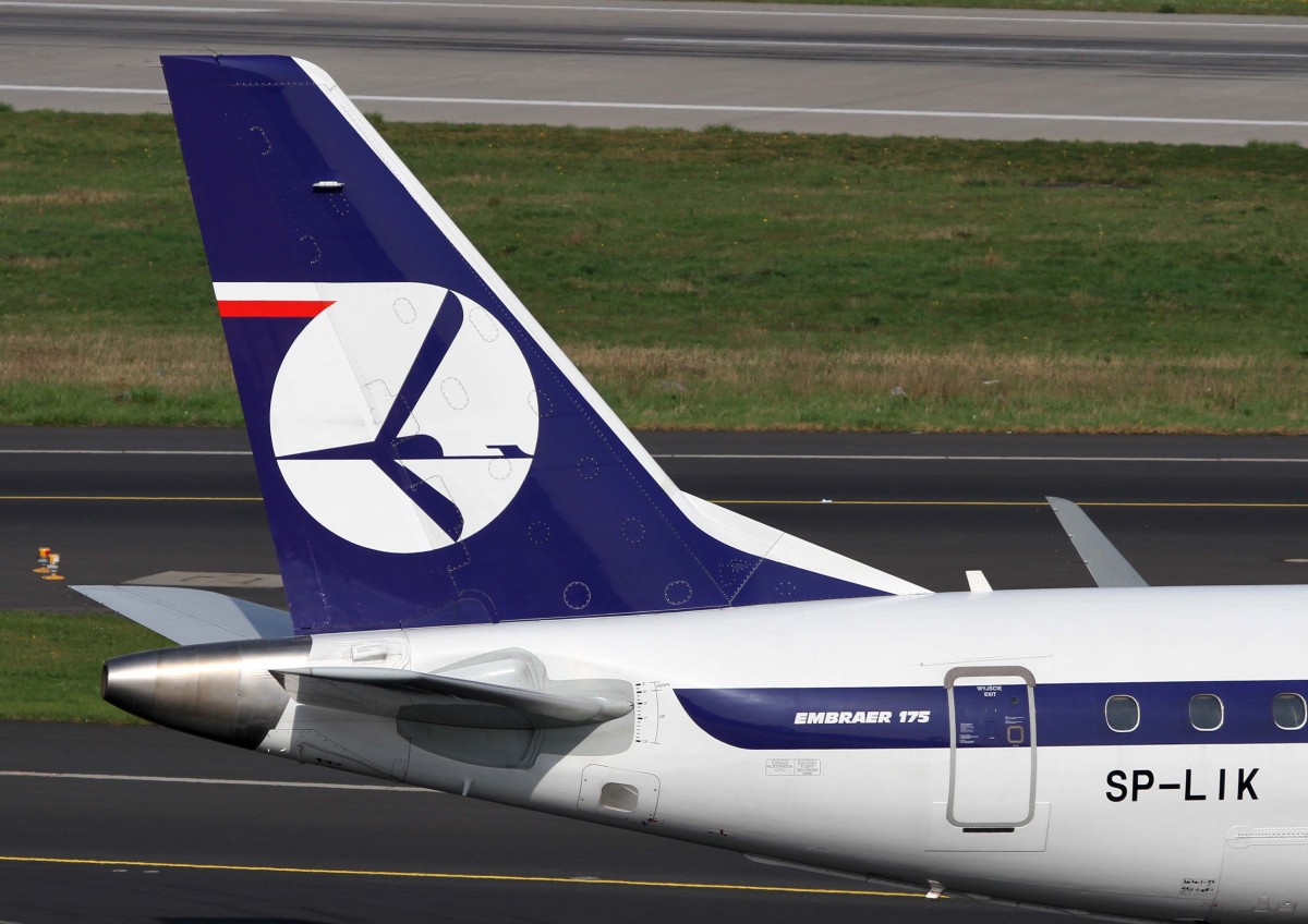 LOT Polish Airlines, SP-LIK, Embraer, 175 LR (Seitenleitwerk/Tail), 02.04.2014, DUS-EDDL, Dsseldorf, Germany