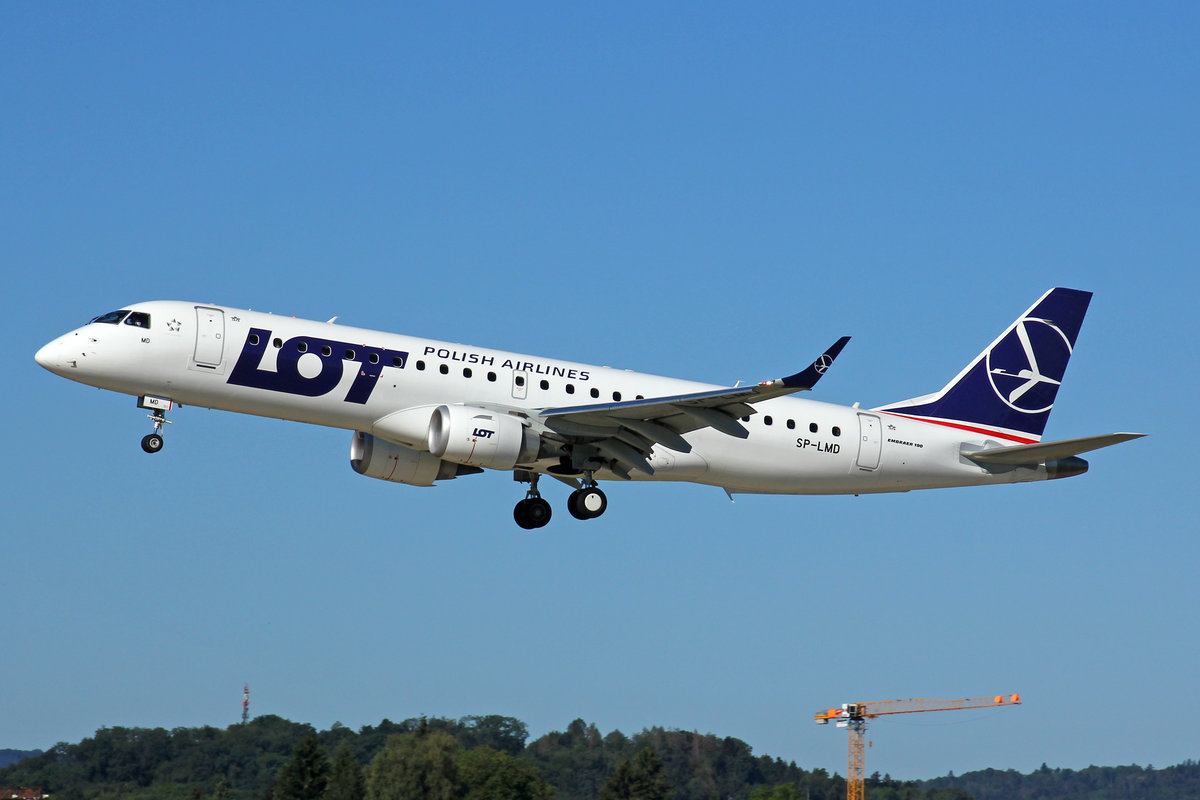 LOT Polish Airlines, SP-LMD, Embraer ERJ-190STD, msn: 19000764, 27.Juli 2020, ZRH Zürich, Switzerland.