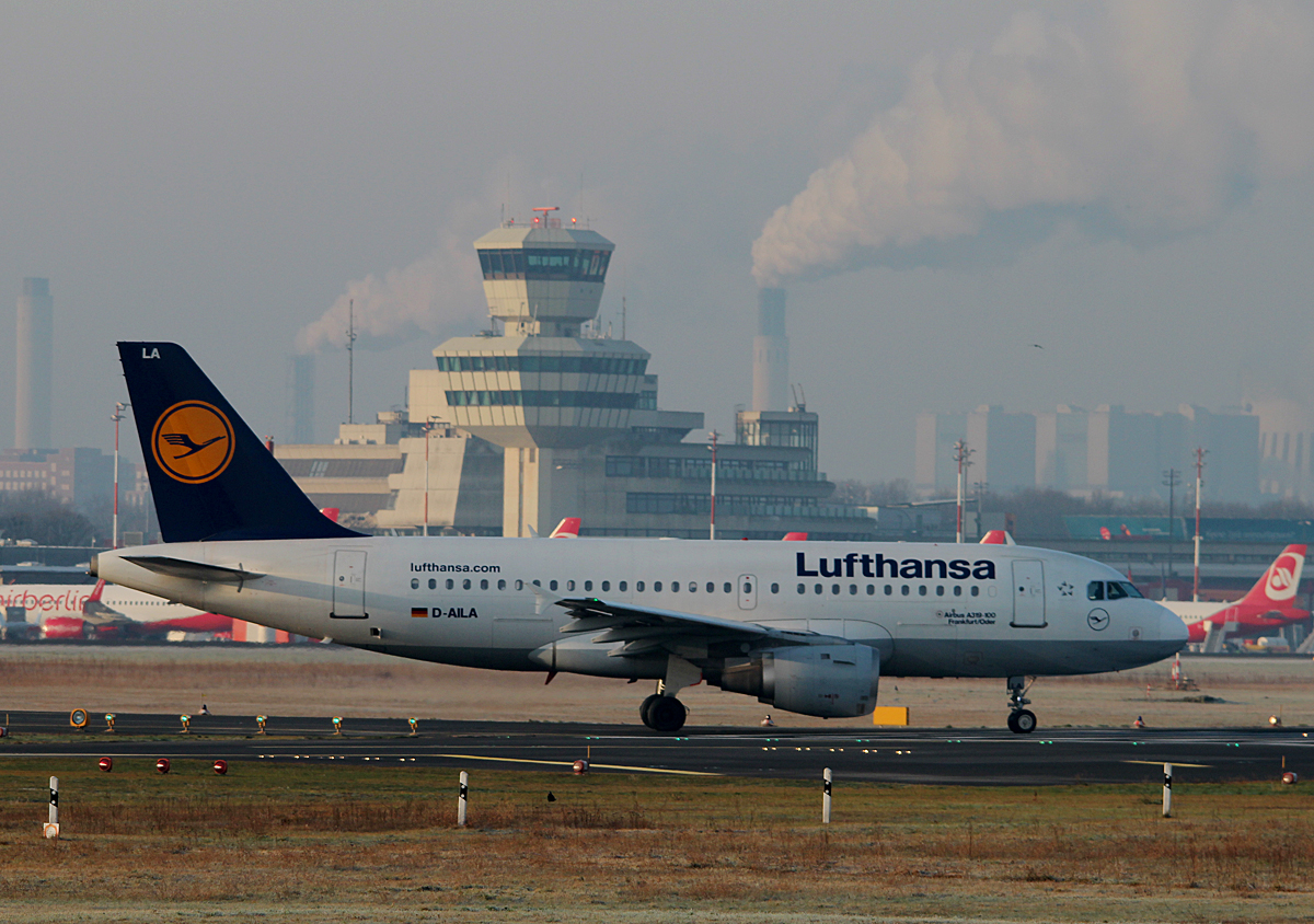 Lufthansa A 319-114 D-AILA  Frankfurt/Oder  kurz vor dem Start in Berlin-Tegel am 18.01.2015