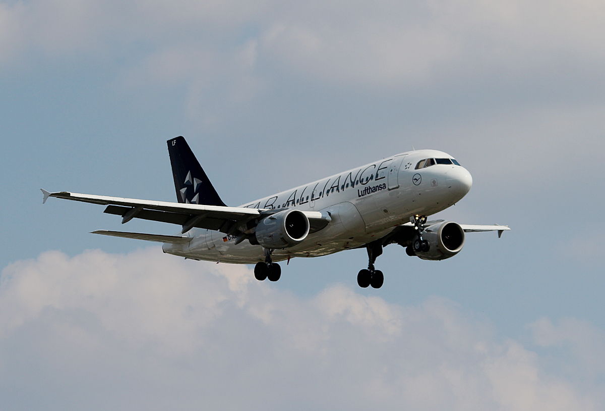Lufthansa A 319-114 D-AILF bei der Landung in Berlin-Tegel am 08.08.2014