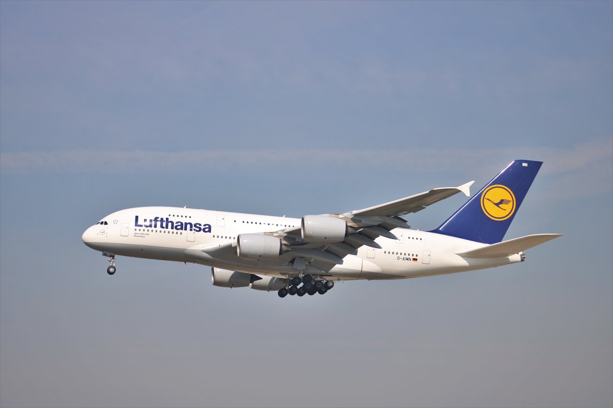 Lufthansa Airbus A380 D-AIMN am 23.03.19 in Frankfurt am Main Flughafen 