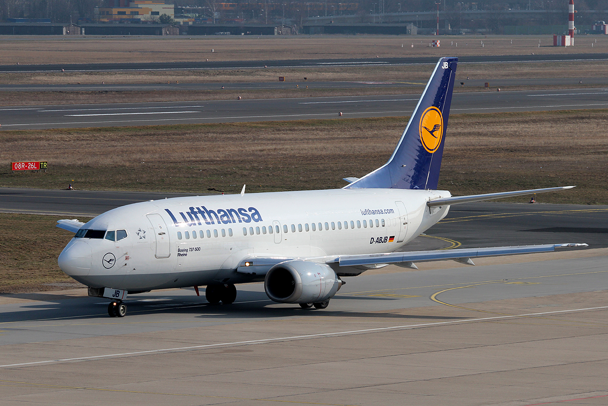 Lufthansa B 737-530 D-ABJB  Rheine  bei der Ankunft in Berlin-Tegel am 14.04.2013