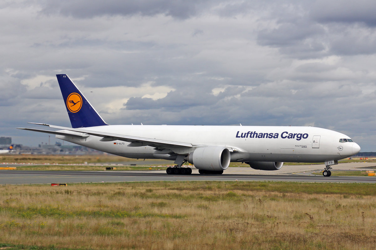 Lufthansa Cargo, D-ALFD, Boeing 777-FBT, msn: 41677/1208,  Olá Brazil , 28,September 2019, FRA Frankfurt, Germany.
