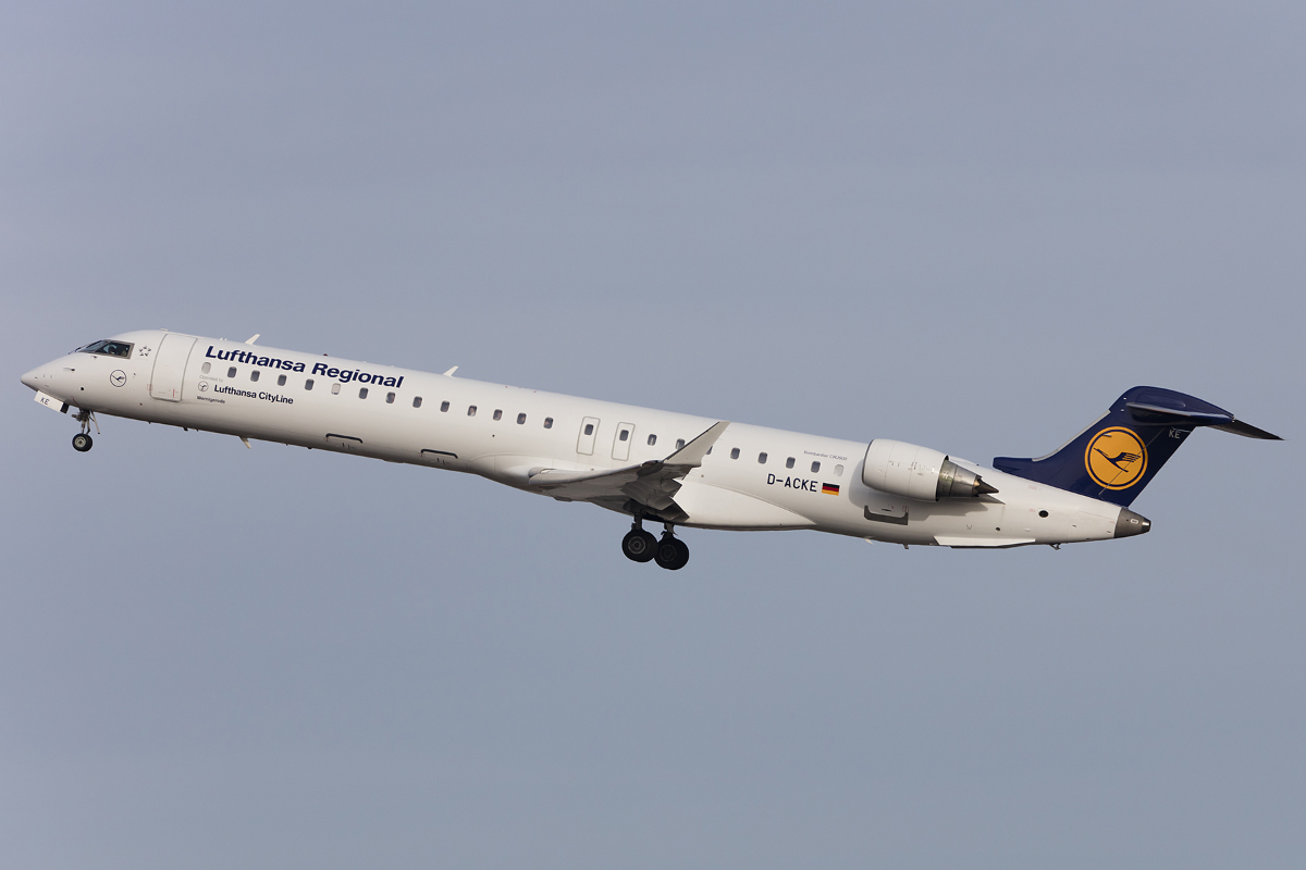 Lufthansa - CityLine, D-ACKE, Bombardier, CRJ-900, 06.02.2016, STR, Stuttgart, Germany 

