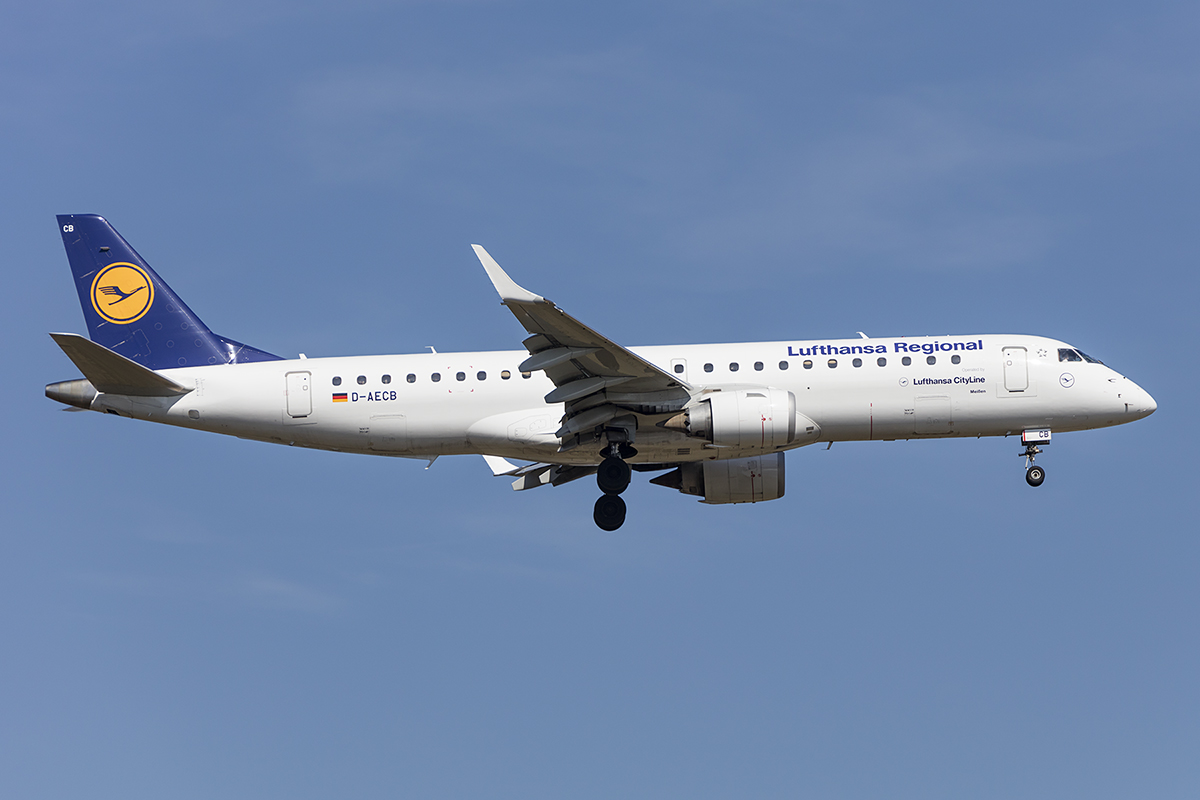 Lufthansa - CityLine, D-AECB, Embraer, ERJ-190, 07.04.2018, FRA, Frankfurt, Germany 



