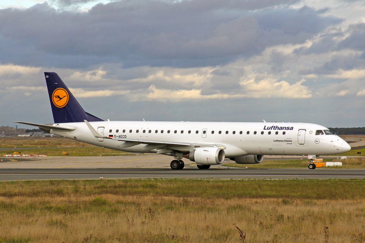 Lufthansa CityLine, D-AECD, Embraer ERJ-190LR, msn: 19000337,  Schkeuditz , 28.September 2019, FRA Frankfurt, Germany.