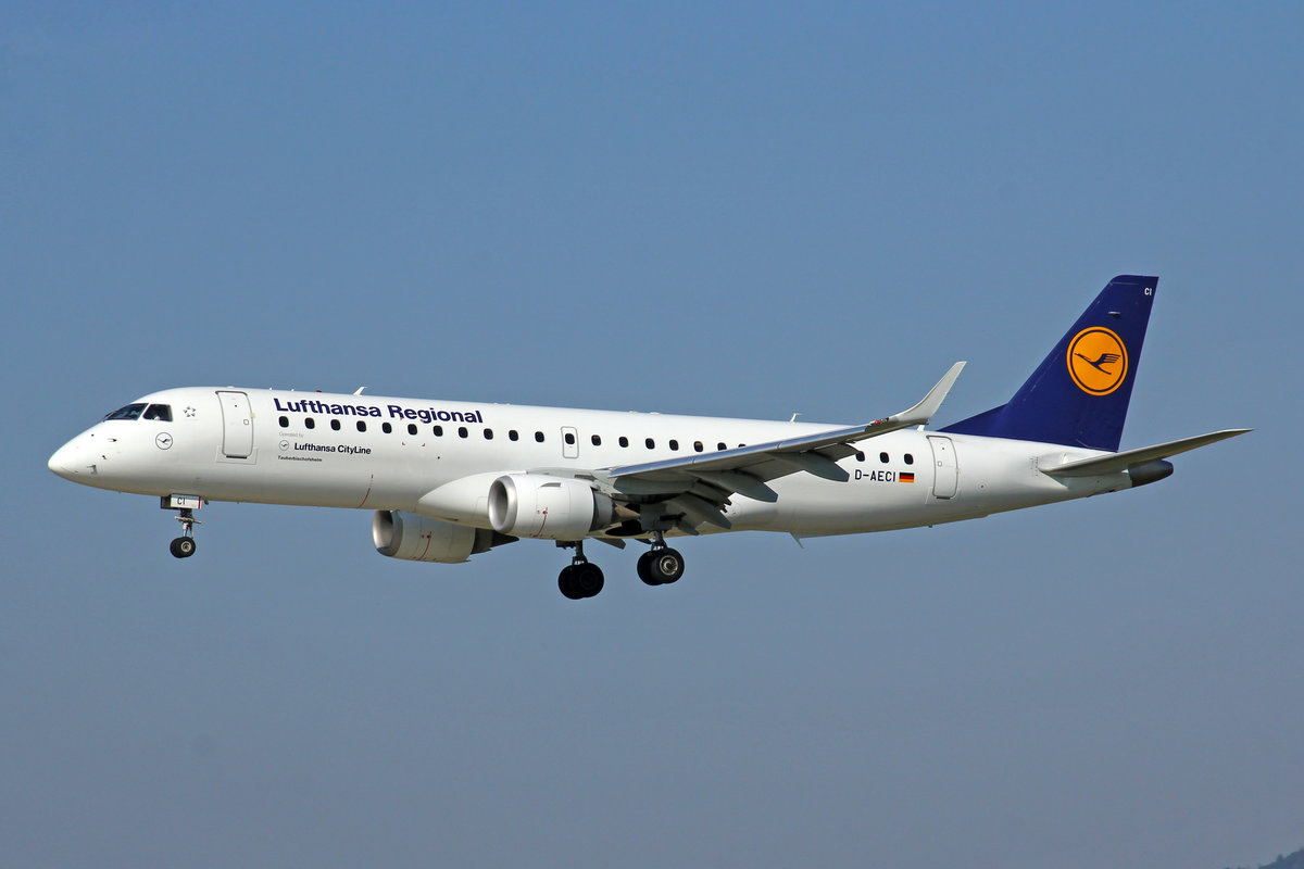 Lufthansa CityLine, D-AECI, Embraer Emb-190LR, msn: 19000381,  Tauberbischofsheim ,  24.Juli 2019, ZRH Zürich, Switzerland.