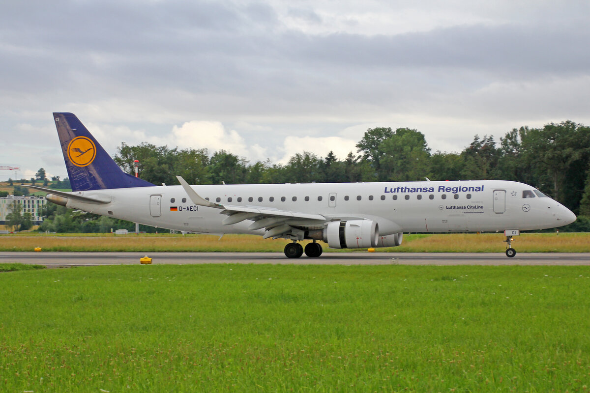 Lufthansa CityLine, D-AECI, Embraer Emb-190LR, msn: 19000381,  Tauberbischofsheim , 11.Juli 2021, ZRH Zürich, Switzerland.