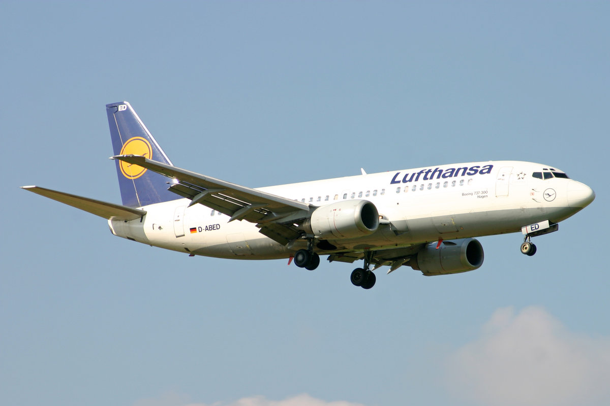 Lufthansa, D-ABED, Boeing B737-330, msn: 25215/2082,  Hagen , 17.August 2005, ZRH Zürich, Switzerland.