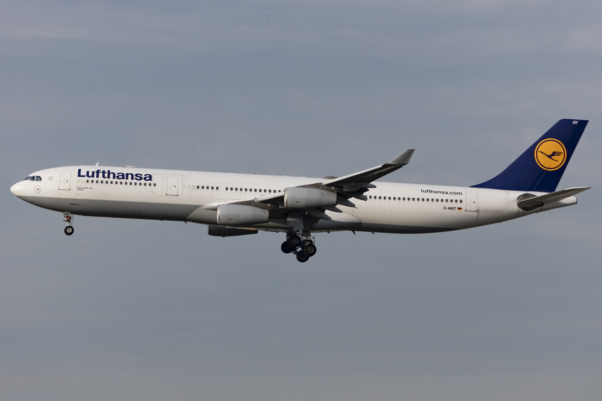 Lufthansa, D-AIGT, Airbus, A340-313, 08.11.2015, FRA, Frankfurt, Germany 



