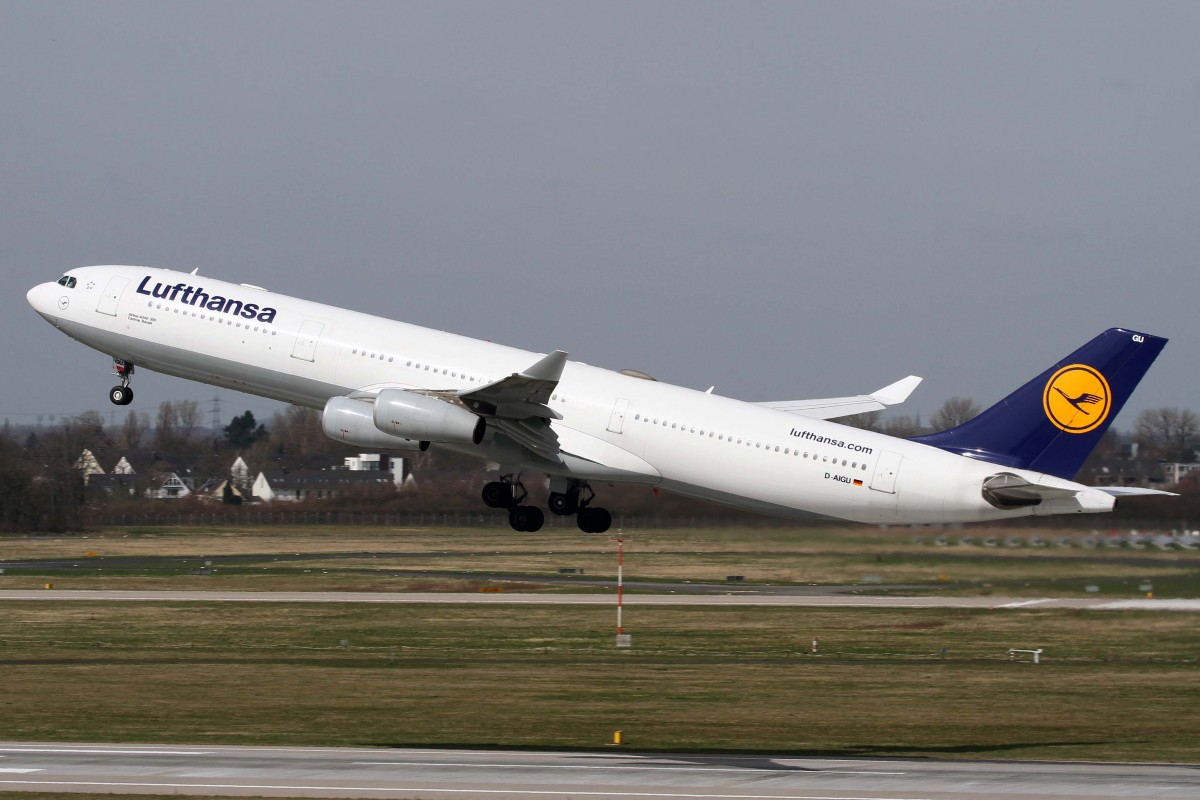 Lufthansa, D-AIGU  Castrop-Rauxel , Airbus, A 340-313, 03.04.2015, DUS-EDDL, Düsseldorf, Germany