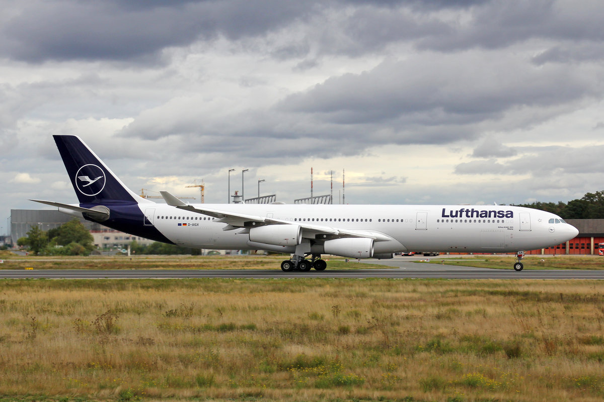 Lufthansa, D-AIGX, Airbus A340-313X, msn: 354,  Rheine , 28,September 2019, FRA Frankfurt, Germany.