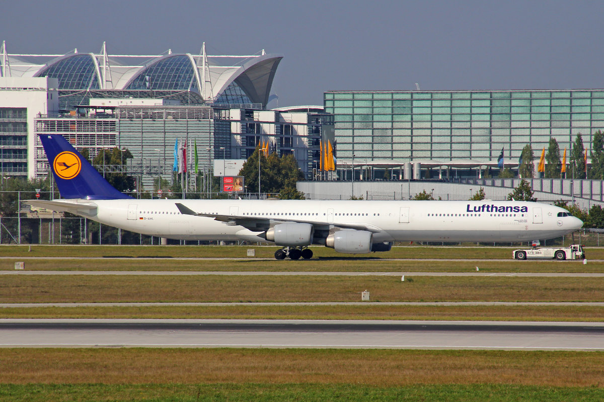 Lufthansa, D-AIHL, Airbus A340-642,  Saarbrücken , 25.September 2016, MUC München, Germany.