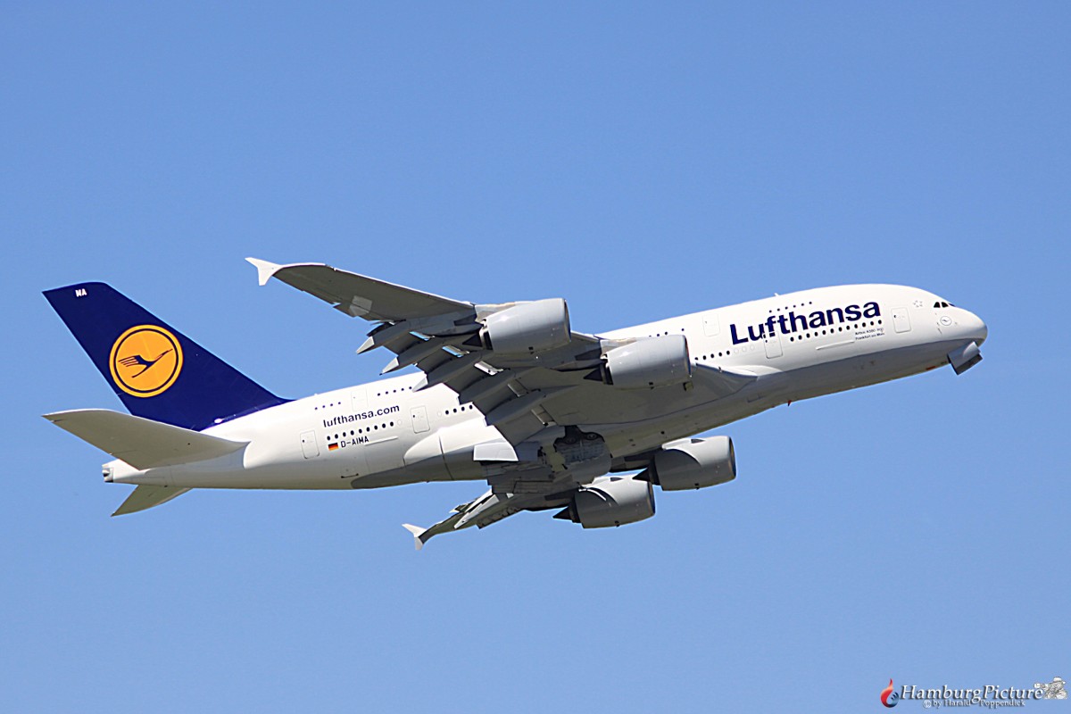 Lufthansa D-AIMA Airbus A380-800 (Frankfurt am Main) Start vom Hamburg Airport HAM-EDDH
Am 03.06.2010