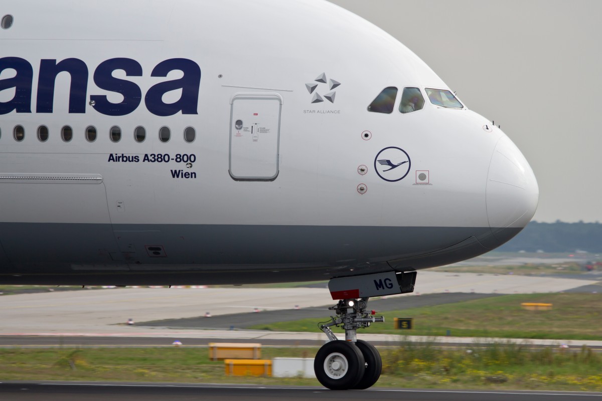 Lufthansa, D-AIMG  Wien , Airbus, A 380-800 (Bug/Nose), 15.09.2014, FRA-EDDF, Frankfurt, Germany 