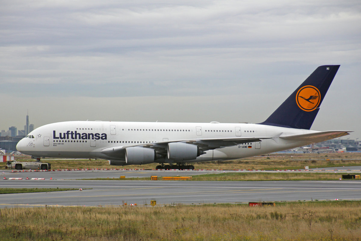 Lufthansa, D-AIMI, Airbus A380-841, msn: 072,  Berlin , 29.September 2019, FRA Frankfurt, Germany.