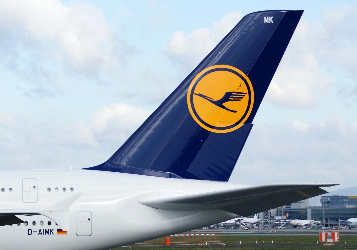 Lufthansa, D-AIMK  Dsseldorf , Airbus, A 380-800 (Seitenleitwerk/Tail), 18.04.2014, FRA-EDDF, Frankfurt, Germany