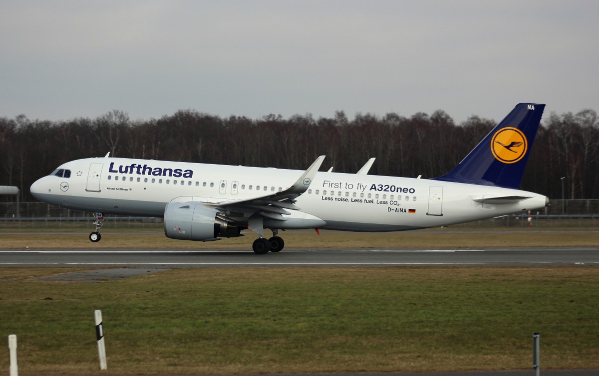 Lufthansa, D-AINA,(c/n 6801), Airbus A320-271N(SL), 12.03.2016, HAM-EDDH, Hamburg, Germany (Sticker:Frist to fly A320neo) 