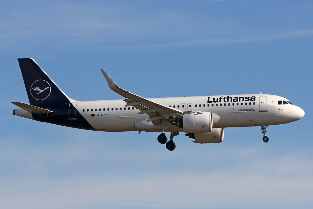 Lufthansa, D-AINK, Airbus A320-271N, msn: 8249,  Heidenheim an der Brenz , 22.Februar 2020, ZRH Zürich, Switzerland.