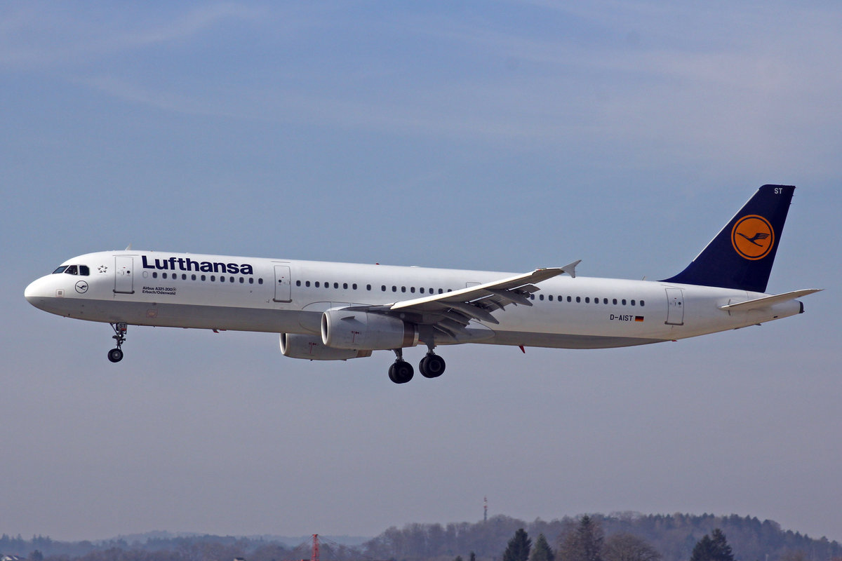 Lufthansa, D-AIST, Airbus A321-231,  Erbach/Odenwald , 15.März 2017, ZRH Zürich, Switzerland.