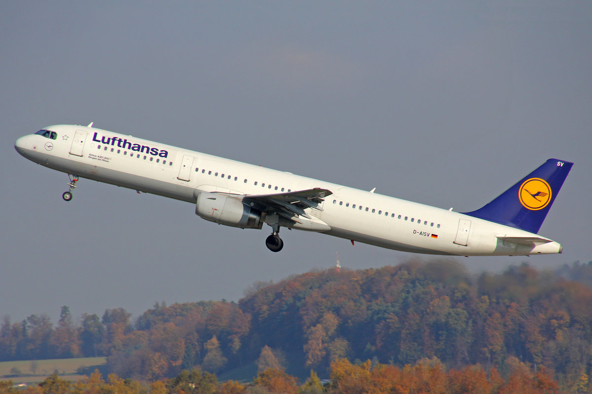 Lufthansa, D-AISV, Airbus A321-231,  Bingen am Rhein , 03.November 2017, ZRH Zürich.