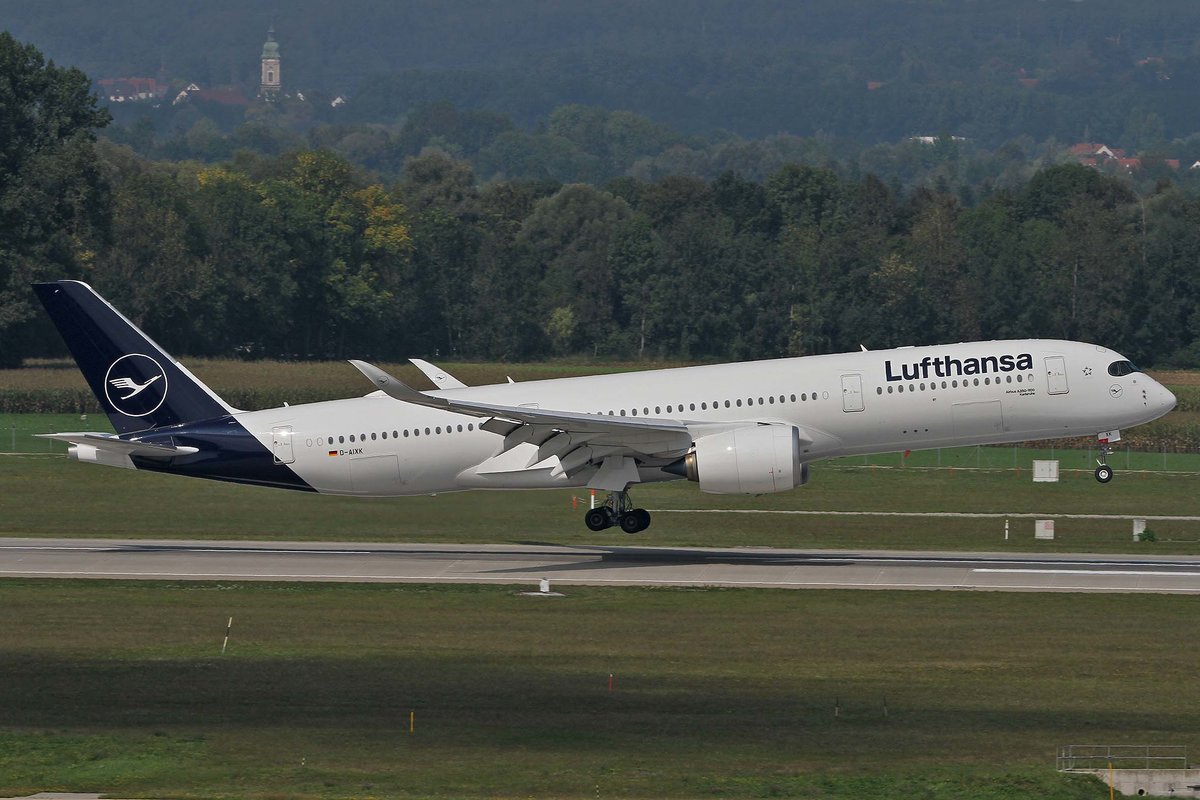 Lufthansa, D-AIXK, Airbus, A 350-941,  Karlsruhe  ~ neue LH-Lkrg., MUC-EDDM, München, 05.09.2018, Germany