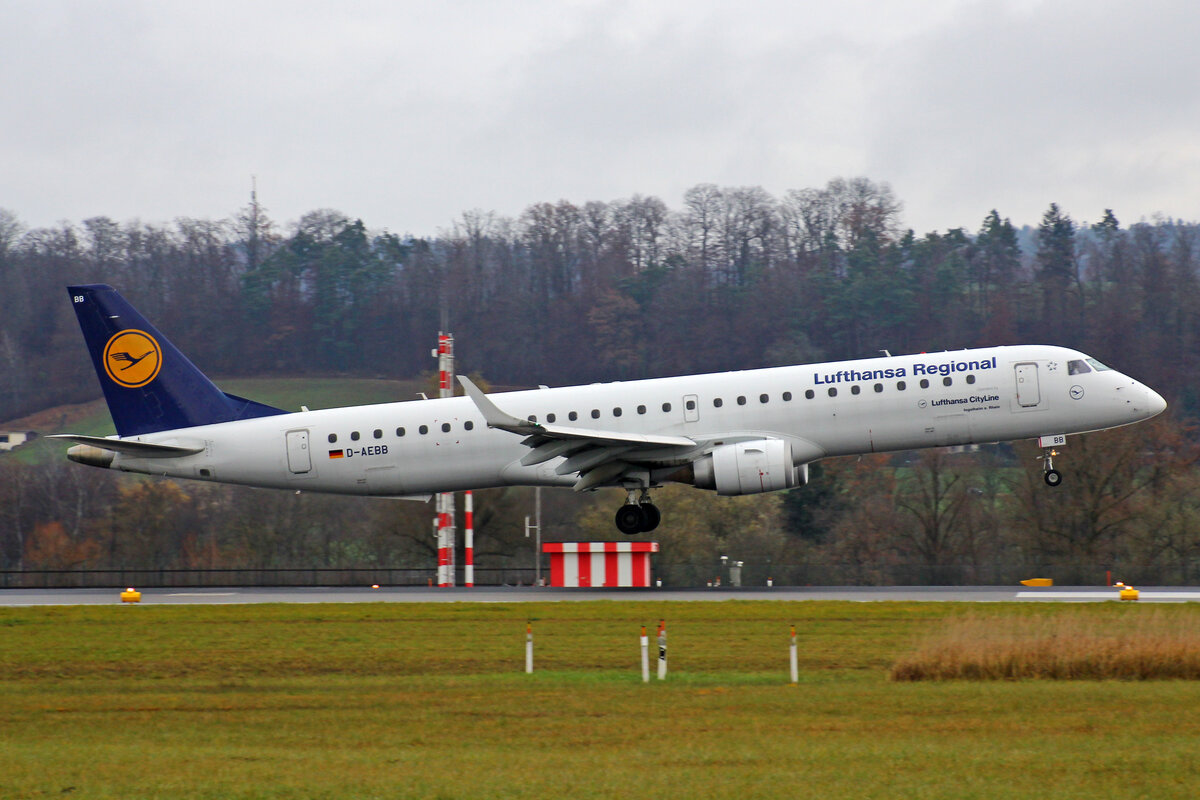 Lufthansa Regional CityLine, D-AEBB, Embraer Emb-195LR, msn: 19000316,   Ingelheim an Rhein , 28.November 2021, ZRH Zürich, Switzerland.