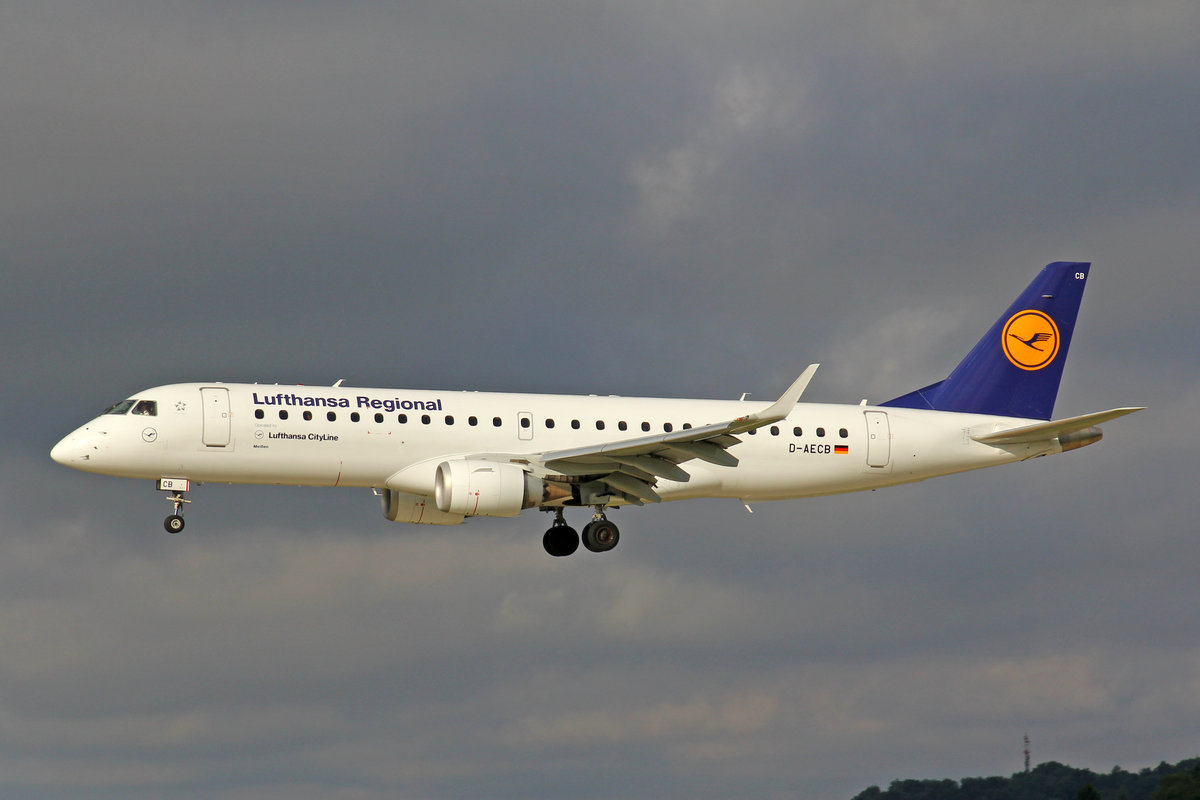 Lufthansa Regional CityLine, D-AECB, Embraer ERJ-190LR, msn: 19000332,  Meißen , 07.August 2017, ZRH Zürich, Switzerland.